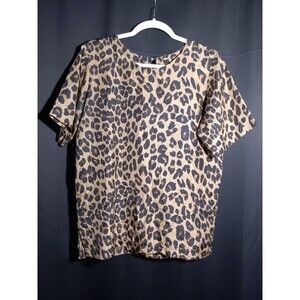 Vintage Stunt Collection 100% Silk Leopard Print Top Women’s Small Flowy Chic